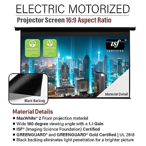 Akia Screens 150 inch Motorized Projector Screen Electric Drop Down Remote Controlled Ceiling Wall Mount Office Home Movie Theater AK-MOTORIZE150H2