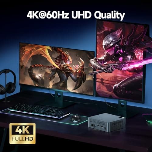 wo-we H5 Mini PC Intel Twin Lake N150 (3 Year After-Sale Support) 16GB DDR4 RAM 512GB M.2 PCLe SSD 4C/4T 4K Triple Display Dual HDMI&Type-C,USB3.2 x4 Mini Desktop Computer for Home Office Business