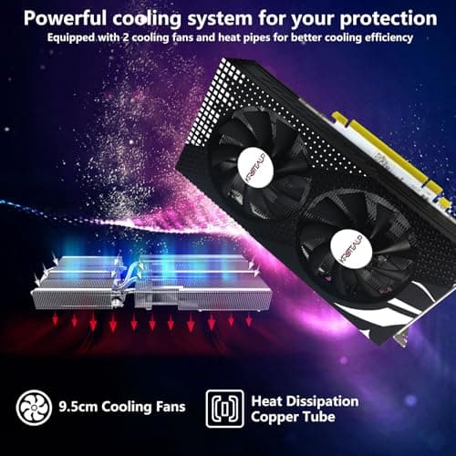 RX 580 Graphics Card, 2048SP, Real 8GB, GDDR5, 256 Bit, Pc Gaming Video Card, HDMI/DP/DVI Outputs, PCI Express 3.0 with Freeze Fan Stop for Desktop Computer Gaming Gpu