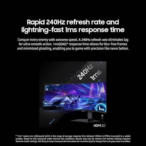SAMSUNG 49" Odyssey G9 (G95C) Series DQHD 1000R Curved Gaming Monitor, 240Hz, 1ms(GtG), DisplayHDR 1000, AMD FreeSync Premium Pro, Eye Saver Mode, Auto Source Switch+, LS49CG950ENXZA, 2024