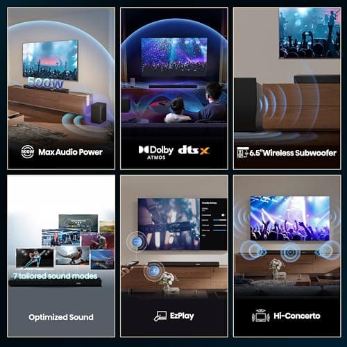 Hisense AX3100Q 3.1Ch Sound Bar with Wireless Subwoofer, Dolby Atmos, DTS:X, Bluetooth 5.3, Roku TV Ready, HDMI/AUX/ARC/Optical/USB, EzPlay, Ez UP, 7 EQ Modes