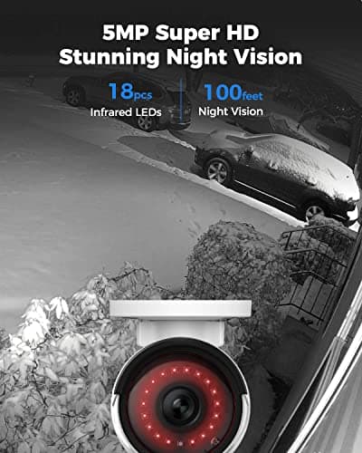 REOLINK 16CH 5MP Home Security Camera System, 8pcs Wired Outdoor PoE IP Cameras with Person/Vehicle/Pet Detection, 8MP 16CH NVR with 4TB HDD for 24-7 Recording, RLK16-410B8-5MP
