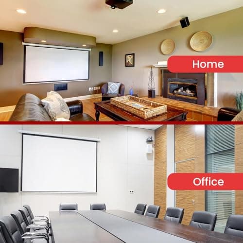 Pyle Manual Pull-Down Projector Screen - Universal 72-inch Roll-Down Retractable Manual Projection Screen w/ Auto-Locking, Adjustable Screen Height, Black Masking Border - 42.5" x 56.6" PRJSM7206