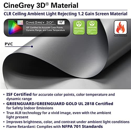 Elite Screens 135 inch CLR/ALR Projector Screen 16:9 4K, Standard Throw Projection, Edge Free Ambient Light Rejecting Fixed Frame Grey for Indoor Movie Screen Home Theater - Aeon CineGrey 3D AR135DHD3