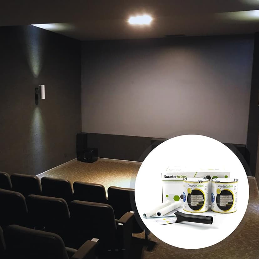 SmarterSurfaces Ultra High Contrast Projector Screen Paint (270 sqft/136.94 floz) High Definition 4K/8K Grey Projection Paint for Home Theater & Gaming (Gain Value 1.03/Viewing Angle 140°)
