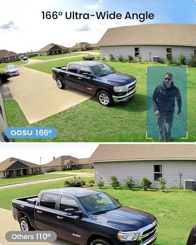 AOSU Security Cameras Wireless Outdoor Home System, True 2K HD Night Vision, No Subscription, 240-Day Battery Life, 166° Wide View, Spotlight & Siren Alarm, Motion Alert, Support 2.4G & 5G WiFi Router