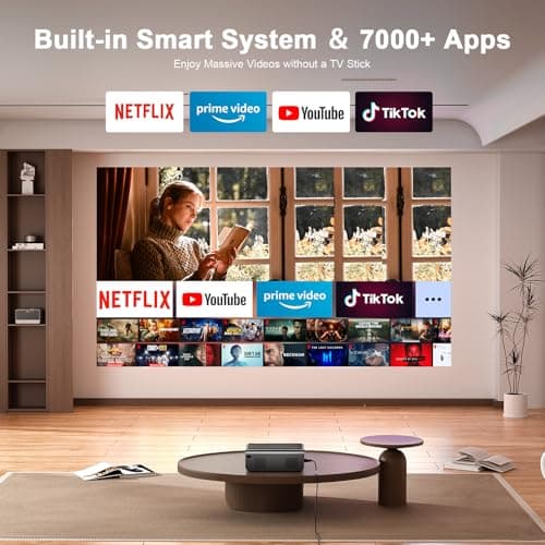[Netflix Official & Auto Focus/Keystone] Smart Projector with WiFi and Bluetooth, VOPLLS 700ANSI Native 1080P Outdoor Projector, 50% Zoom Home Theater Movie Projector for Bedroom/iOS/Android