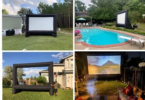 20 Feet Inflatable Projector Screen Outdoor Inflatable Movie Screen with Air Blower Storage Bag, Easy Set Up Blow Up Screen for Backyard Movie Night, Theme Parties, Celebrations