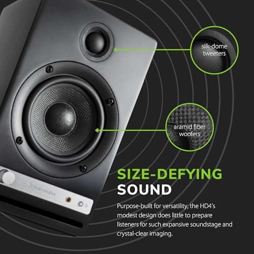 Audioengine HD4 24 Bit Bluetooth Bookshelf Speakers - TVs, Desktops, Stereos, Music, Movies and Gaming - Bluetooth aptX Adaptive 5.3