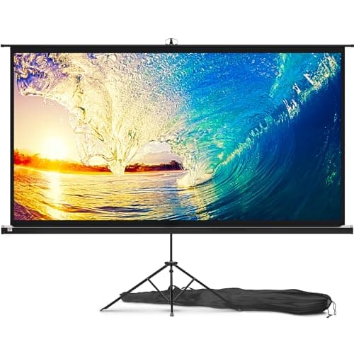 100 Inch Indoor and Outdoor Projector Screen with Stand for Movies or Presentations - HD Premium 16:9 Folding Free Tripod Screen with Carry Bag and Straps, Matte