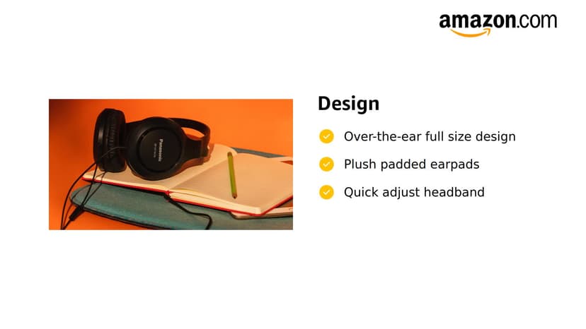 Panasonic Lightweight Over The Ear Wired Headphones with Microphone, Sound and XBS for Extra Bass, Long Cord, 3.5mm Jack for Phones and Laptops – RP-HT161M (Black)