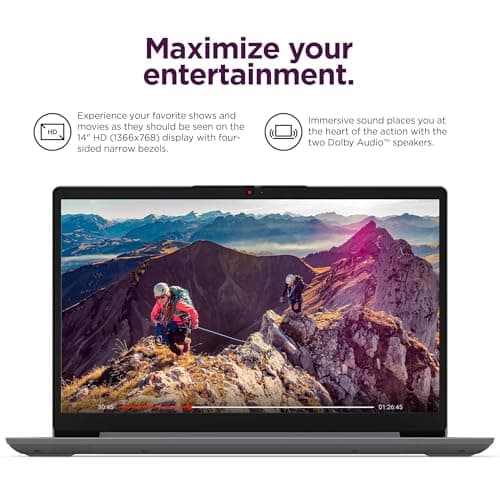 Lenovo IdeaPad Ultra Light Laptop for Student & Home (14" Anti-Glare, Intel Dual Core Processor, 4GB RAM, 128GB Storage (64GB+ 64GB SD)), 1 Year Office 365, Webcam, Wi-Fi 6, Win 11 Home in S, Grey