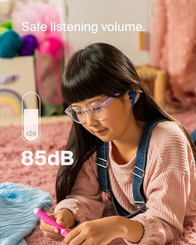 Belkin SoundForm Nano 2 Bluetooth Earbuds for Kids with Built-in Microphone, 28H Battery Life, Safe 85dB Volume, IPX5 Water Resistance - Kids Bluetooth Earbuds for iPhone, iPad, Galaxy, & More - Blue