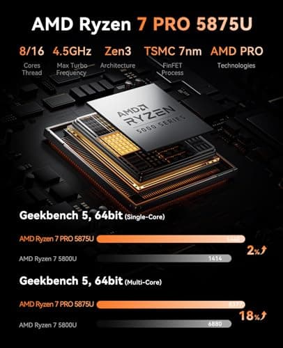 KAMRUI Mini PC with AMD Ryzen 7 PRO 5875U, 16GB DDR4 512GB M.2 SSD Mini Computer, Mini Gaming PC with USB Type-C, Desktop Computer Supports Triple 4K Display, WiFi 6, BT 5.2