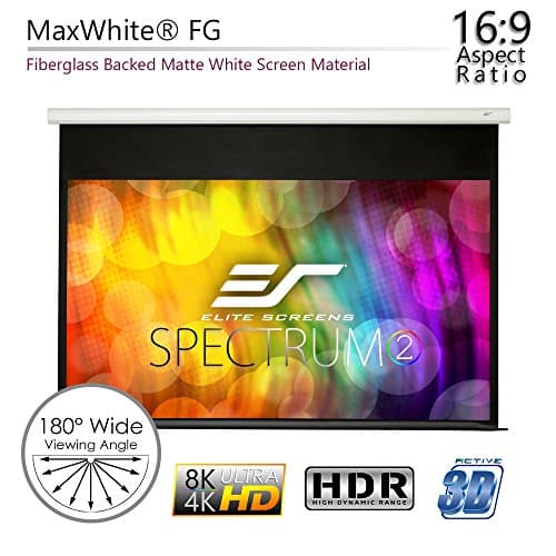 Elite Screens Spectrum2, 120-inch 16:9, 12-inch Drop, Electric Motorized Drop Down Projection Projector Screen, SPM120H-E12