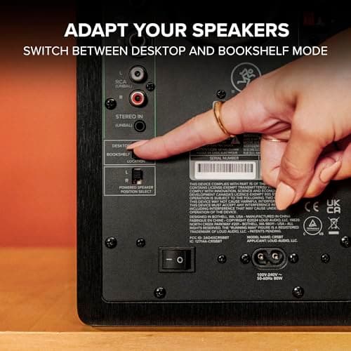 Mackie CR3.5 3.5" Creative Reference Powered Studio Monitors with Tone Knob and Location Switch — Active Speakers for Music Production, Desktop Computer, Gaming, HiFi Listening