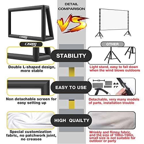 30FT Inflatable Projector Movie Screen for Outdoor, One-Piece Design Front/Rear Projection Mega Theater Outdoor Portable Blow Up Projector Screen with Air Blower for Family Movie Nights