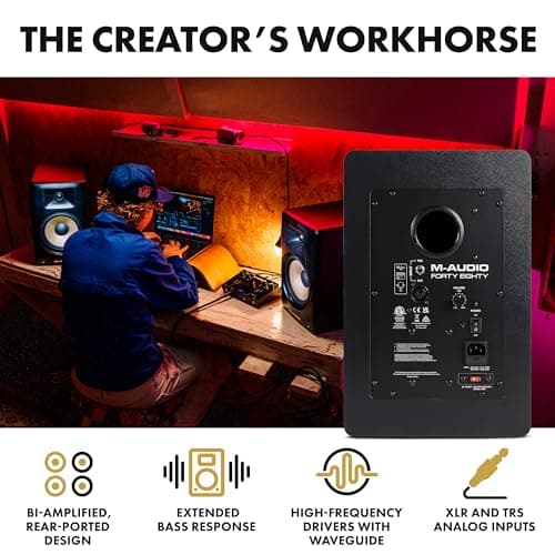 M-AUDIO Forty Eighty 8" 150W Studio Monitor Speaker for Production and Mixing with Precision DSP Crossover, EQ, Control App and Bluetooth
