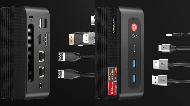 P4 Mini PC Desktop Computers, AMD Ryzen 7 5825U (up to 4.5GHz), 32GB DDR4, 1TB PCIe SSD, Dual LAN 2.5G & Wi-Fi 6E & BT5.2, 4K Triple Display, Compact Silent PC for Gaming, Office, Design