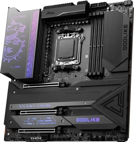 MSI MEG X670E GODLIKE Gaming Motherboard (AMD Ryzen 9000/8000/7000 Series Processors, AM5, DDR5, PCIe 5.0, SATA 6Gb/s, M.2, USB 3.2 Gen 2, Wi-Fi 6E, HDMI/DP, 10Gbps Dual LAN, SLI, EATX)