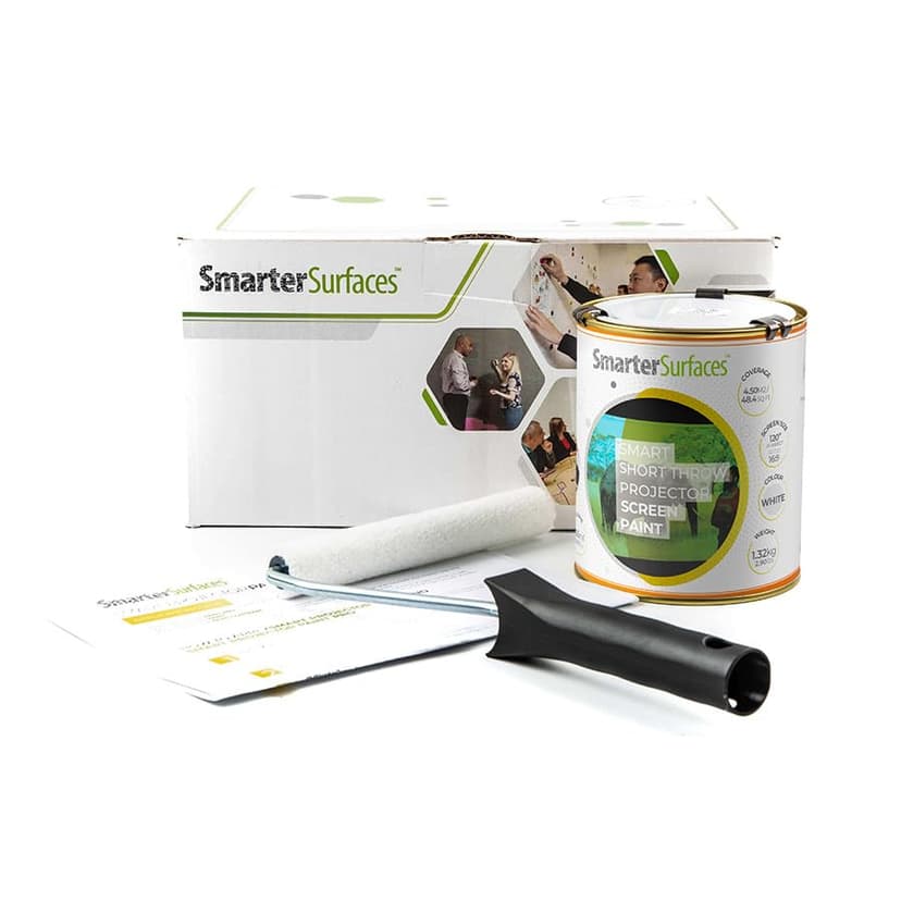 SmarterSurfaces Ultra Short Throw Projector Screen Paint White (270ft²) Short Throw Projector Paint for Perfect Ultra HD 4K Clarity | Designed for Interior Use (Gain Value 1.21/ Viewing Angle 140°)