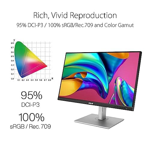 ASUS ProArt Display 27” 1440P Professional Monitor (PA278CGV) - IPS, QHD (2560 x 1440), 144Hz, 95% DCI-P3, ΔE < 2, Calman Verified, USB-C PD 90W, FreeSync Premium, DisplayHDR 400, Height Adjustable