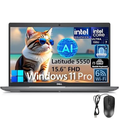 Dell Latitude 5550 15 Business AI Laptop, 15.6" FHD Computer, Intel Ultra 7 155U (Beat i7-1355U), 16GB DDR5 RAM, 512GB PCIe SSD, WiFi 6, Backlit Keyboard, Fingerprint Reader, Windows 11 Pro
