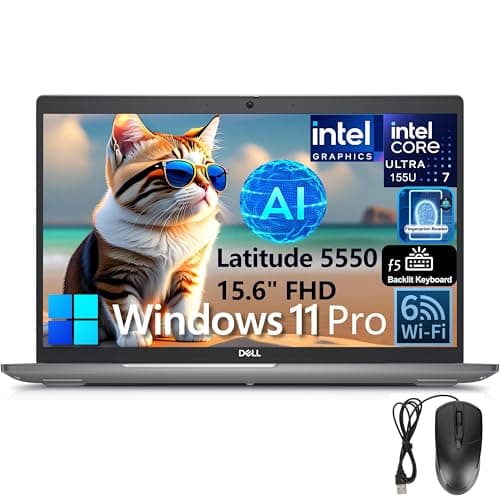 Dell Latitude 5550 15 Business AI Laptop, 15.6" FHD Computer, Intel Ultra 7 155U (Beat i7-1355U), 16GB DDR5 RAM, 512GB PCIe SSD, WiFi 6, Backlit Keyboard, Fingerprint Reader, Windows 11 Pro
