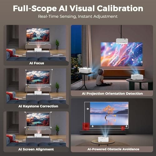 [AI Movin System & 1200 ANSI] Projector-4K with WiFi 6 and Bluetooth, 30W DoIby Audio Netflix-Licensed Projector, One-touch Focus Portable 1080P Outdoor-Projector, Lisowod Smart Proyector with HDR10+