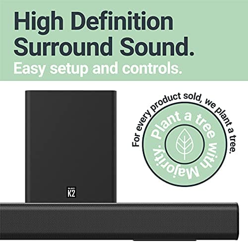 Majority K2 Sound Bar with Subwoofer | 150W Powerful Stereo 2.1 Channel Sound Bar for TV | Home Theatre 3D Surround Sound I HDMI ARC, Bluetooth, Optical & RCA Connection I USB & AUX Playback | Black