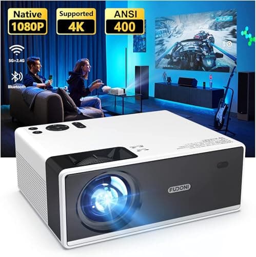 FUDONI Projector with WiFi and Bluetooth, Outdoor Portable 4K Support Projector 18000L HD 1080P Max 300" Display Zoom, Movie Video Home Theater Projector Compatible w/HDMI/USB/Phone/Laptop/TV Stick