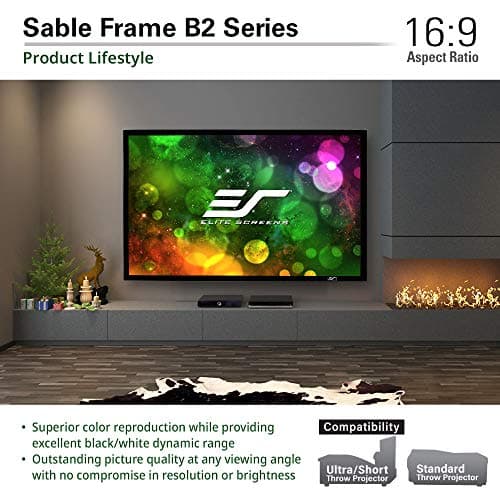 Elite Screens Sable Frame B2 Fixed Frame Projector Screen 120 inch 16 9, 4K/8K UHD, ISF-Certified CineWhite UHD-B (1.3 Gain), Wall Mounted for Standard, Short & UST Projectors, Home Theater, SB120WH2