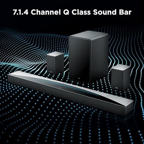TCL Q85H Q Class 7.1.4 Channel Sound Bar with Dolby Atmos, DTS:X, Ray Danz Technology, Wireless Subwoofer, Wireless Surround Speakers, and Bluetooth Music Streaming