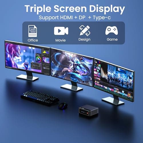 Beelink Mini PC AMD Ryzen 7 5825U Up to 4.5GHz 8C/16T, SER5 PRO Mini Computer with 32GB DDR4 RAM 1TB M.2 SSD, Support 2.5GLAN/4K Triple Screen Display(HDMI+DP+Type-C)/WiFi6/BT5.2/Home/Office