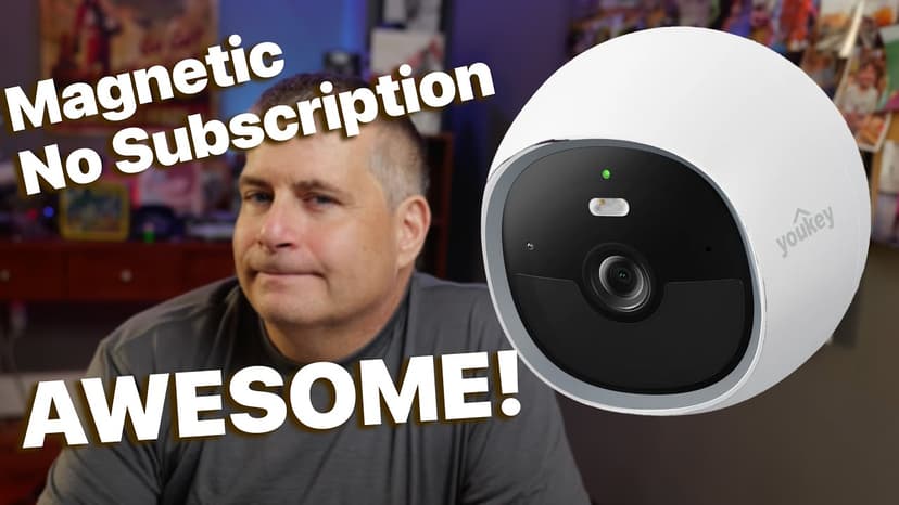 youkey S320 Magnetic Wire-Free Camera 2.5K QHD Security Camera with Dual Band WiFi 6, Built-in 8GB Storage, Colo Night Vision, Al Human Pet Detection, IP65, No Monthly Fees