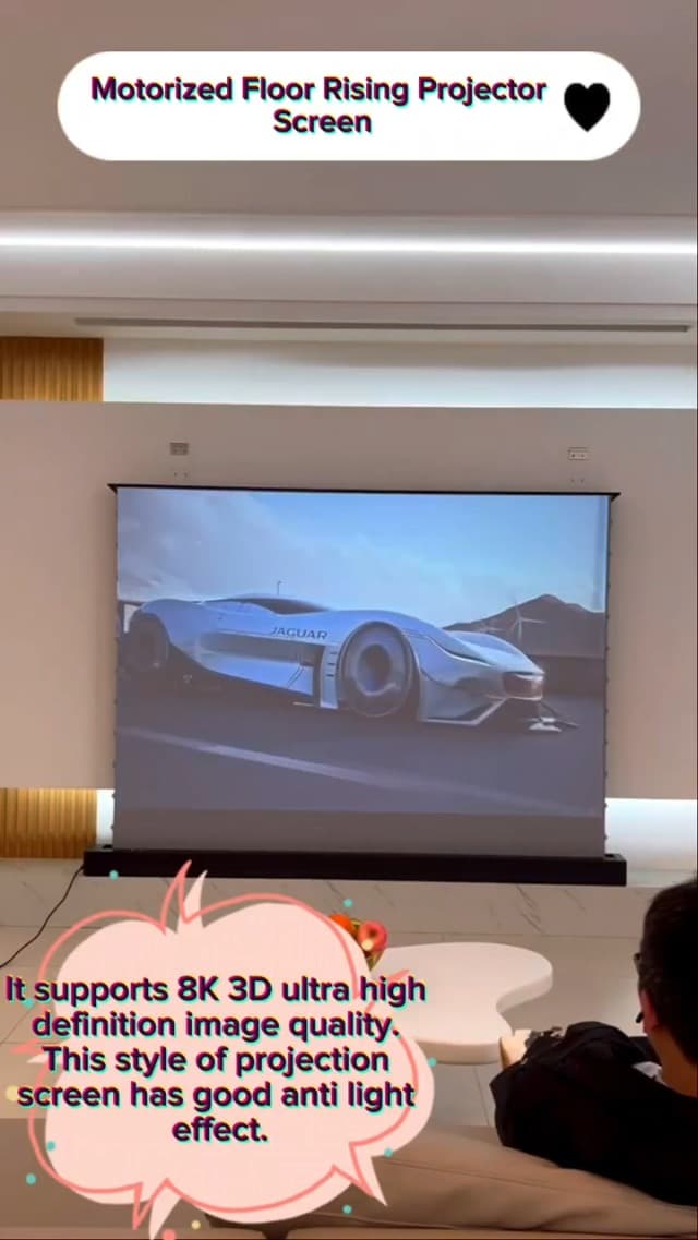 IN&VI 100" 8K HBSI PET Motorized ALR Floor Rising Projector Screen for Ultra Short Throw Projector,Movie Screen for Home Theater,Motorized Projector Screen 4K/8K Ultra HD Active