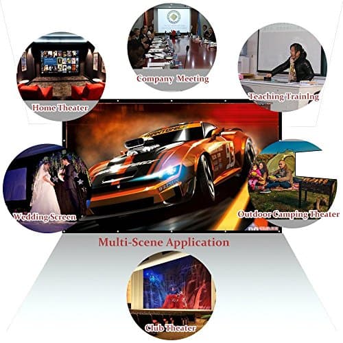 300 Inch Big Size Portable Outdoor Projector Screen, WRLSUN HD 16:9 Large Foldable Thick Canvas Material Home Theater Projection Movie Screen for Outdoor Camping/Office/School/Party/Sports Show