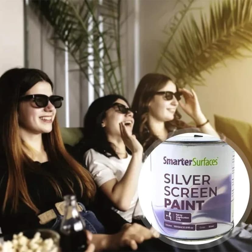 Smarter Surfaces 3D Projector Screen Paint 4.5m² Silver (Spray Application) 3D Projections for Home Cinema Projector, Museums & Event Spaces | for 3D and Standard (Gain Value 1.9)