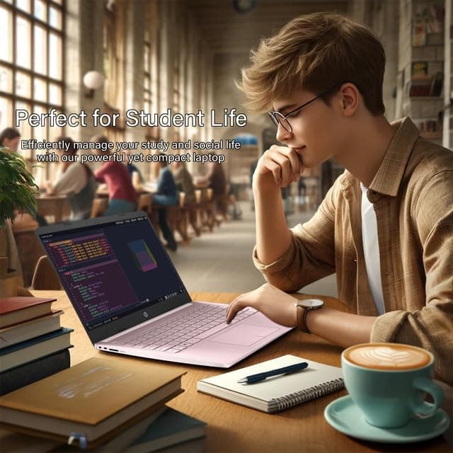 HP 14" HD Laptop | Back to School Limited Edition with 1 Year Microsoft 365 | Intel Quad-Core Processor | Long Battery Life | w/WOWPC Bundle | Windows 11 (Pink, 8GB RAM | 576GB Storage)
