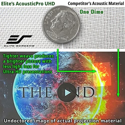 Elite Screens Spectrum AcousticPro UHD, 100-INCH Motorized Electric Projector Screen Moiré-Free Sound Transparent Perforated Weave Movie Home Theaters, ELECTRIC100H2-AUHD