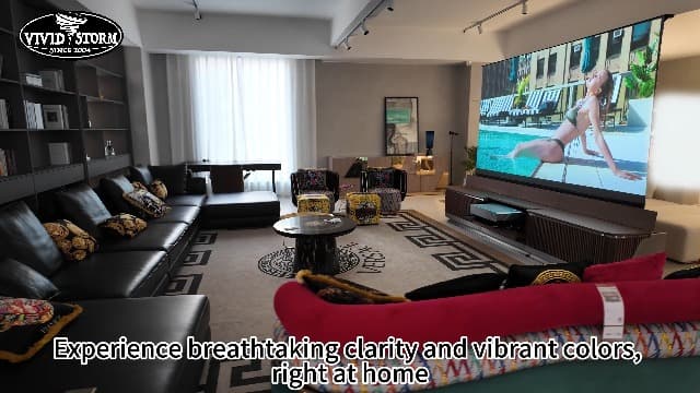 Vivid Storm Since 2004-Projection Screen S PRO Portable Folding Stand Indoor Tension ALR Floor Screen, Home Cinema Movie,Compatible with 4K/3D/HD Ultra Short Throw Laser Projector,VSDSTUST100H