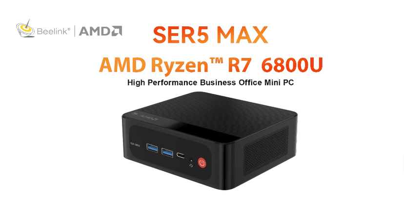 Beelink SER5 MAX Mini PC,AMD Ryzen 7 6800U(8C/16T,up to 4.7 GHz),Mini Computer 32GB LPDDR5 RAM 1TB SSD Graphics 12 core 2200 MHz,Support 4K Triple Display/HDMI+DP+Type-C/Wifi6/BT5.2/1000M LAN/USB3.2