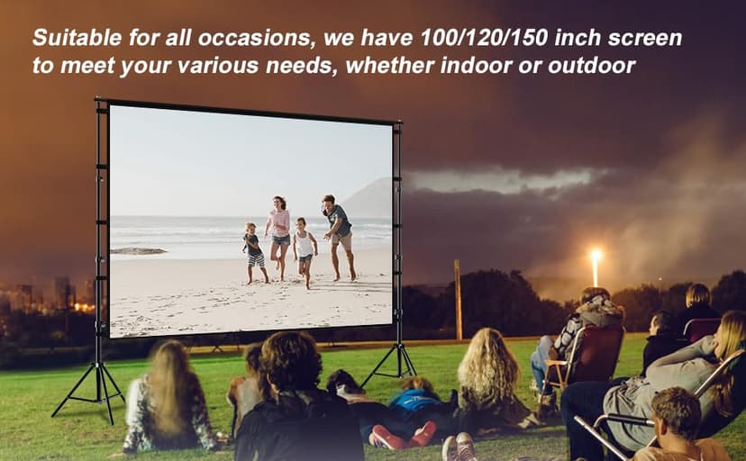 180 inch Projector Screen and Stand, 15FT Large Indoor Outdoor Movie Projection Screen 4K HD 16: 9 Anti Crease Design for Backyard Movie Night Easy to Clean, 1.1Gain, 160° Viewing Angle & A Carry Bag