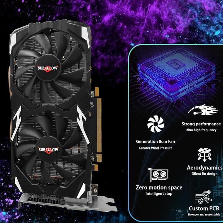 RX 580 8GB Graphics Card, 2048SP,GDDR5,256 Bit Graphics Card for Gaming PC,PCIE 3.0,Twin Freeze Fans Computer Video Card with HDMI/DP/Ports
