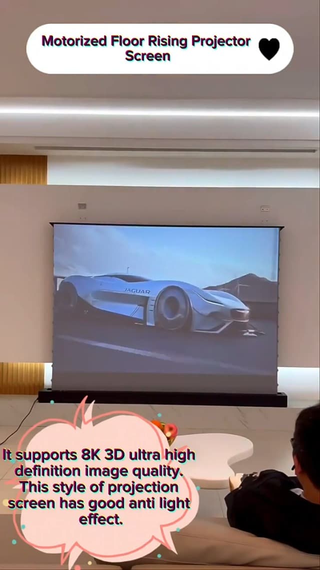 IN&VI 100" Motorized Floor Rising Projector Screen for Ultra Short Throw Projector,Motorized Projector Screen 4KUltra HD Active,ALR CLR Movie Screen for Home Theater