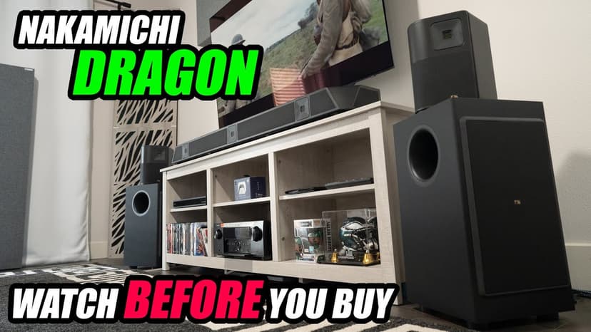 Nakamichi Dragon Home Surround Sound System with Quad 12" Subwoofers, Dolby Atmos and DTS:X Pro. Soundbar Meets AV Receiver