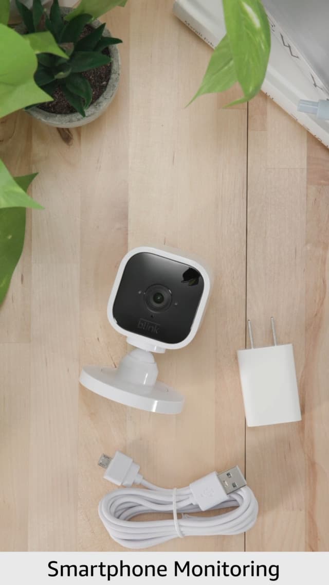 Blink Mini - Compact indoor plug-in smart security camera, 1080p HD video, night vision, motion detection, two-way audio, easy set up, Works with Alexa – 1 camera (White)