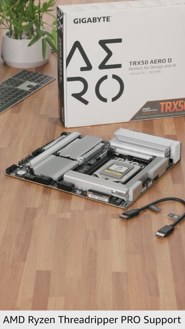 GIGABYTE TRX50 AERO D (sTR5/ AMD/ TRX50/ E-ATX/ DDR5/ PCIe 5.0 M.2/ PCIe 5.0/ USB4 Type-C/Wi-Fi 7/ Marvell 10GbE/ Motherboard)