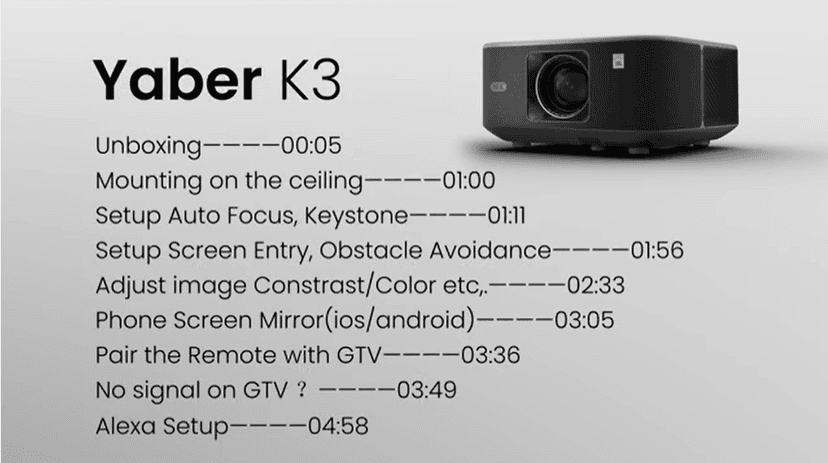 Yaber K3 Projector 1600 ANSI Smart Projector with Google TV, 30W Speaker Sound by JBL, Dolby Audio, Home/Outdoor Movie Projector with WiFi6 and Bluetooth, Auto Screen Adapation,Netflix 7000+app