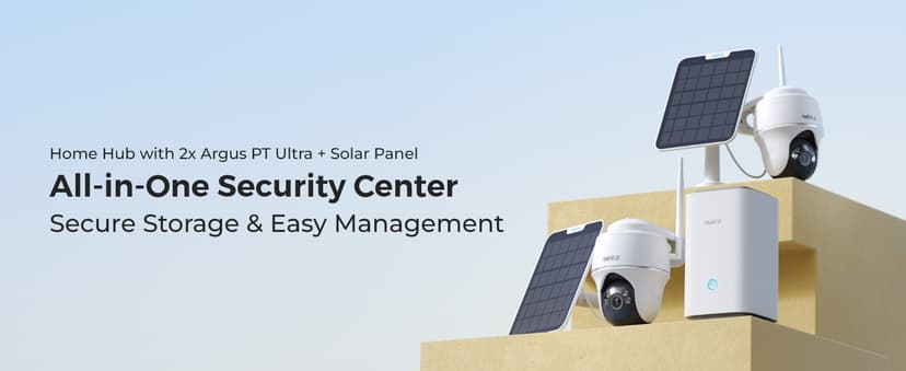 REOLINK 4K Solar Security Cameras Wireless Outdoor System, Color Night Vision, 360° Pan Tilt Auto-Tracking, 2.4/5 GHz Wi-Fi 6, Encrypted Local Storage, No Subscription, Home Hub with 2X Argus PT Ultra